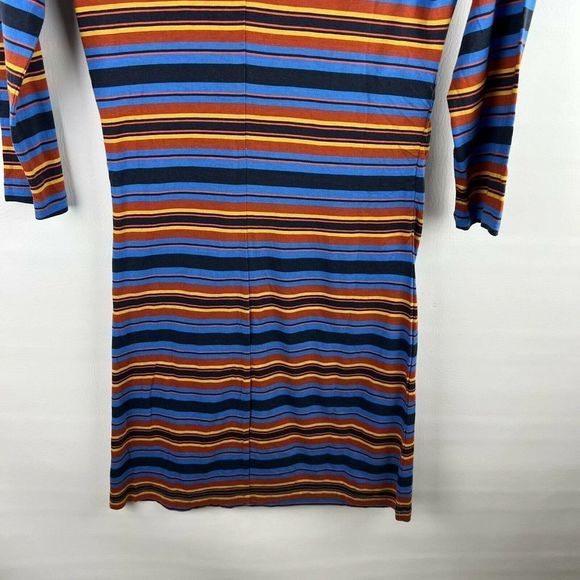 Patagonia Womens Small Dress Cowl Neck Andes Blue Orange Striped Dress - Picture 9 of 9